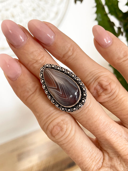 Botswana Agate Ring - Size 8