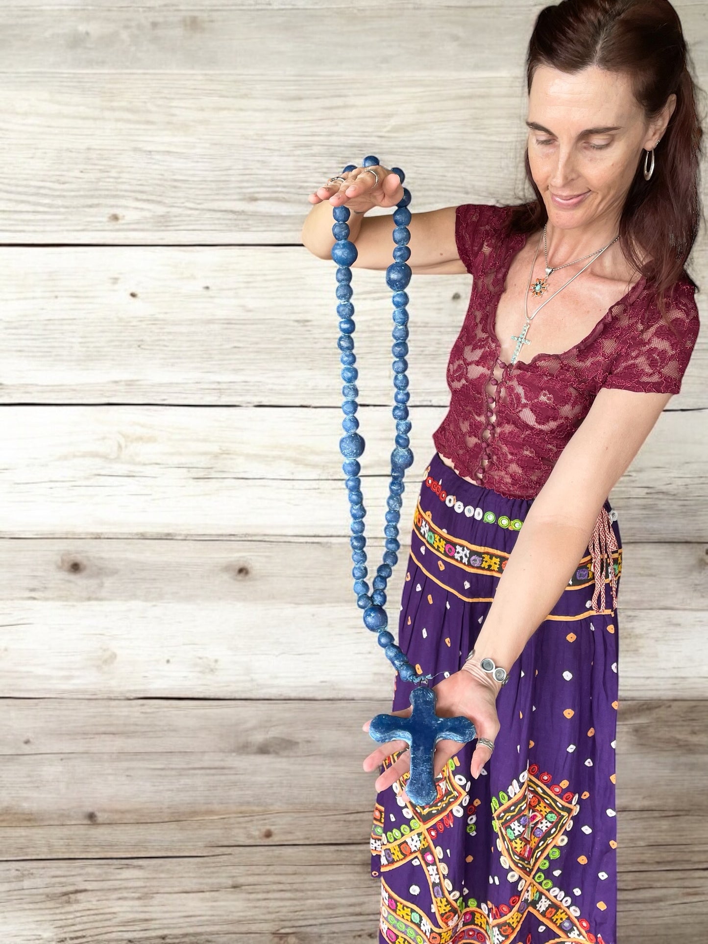 Mexican Pottery Rosary Beads