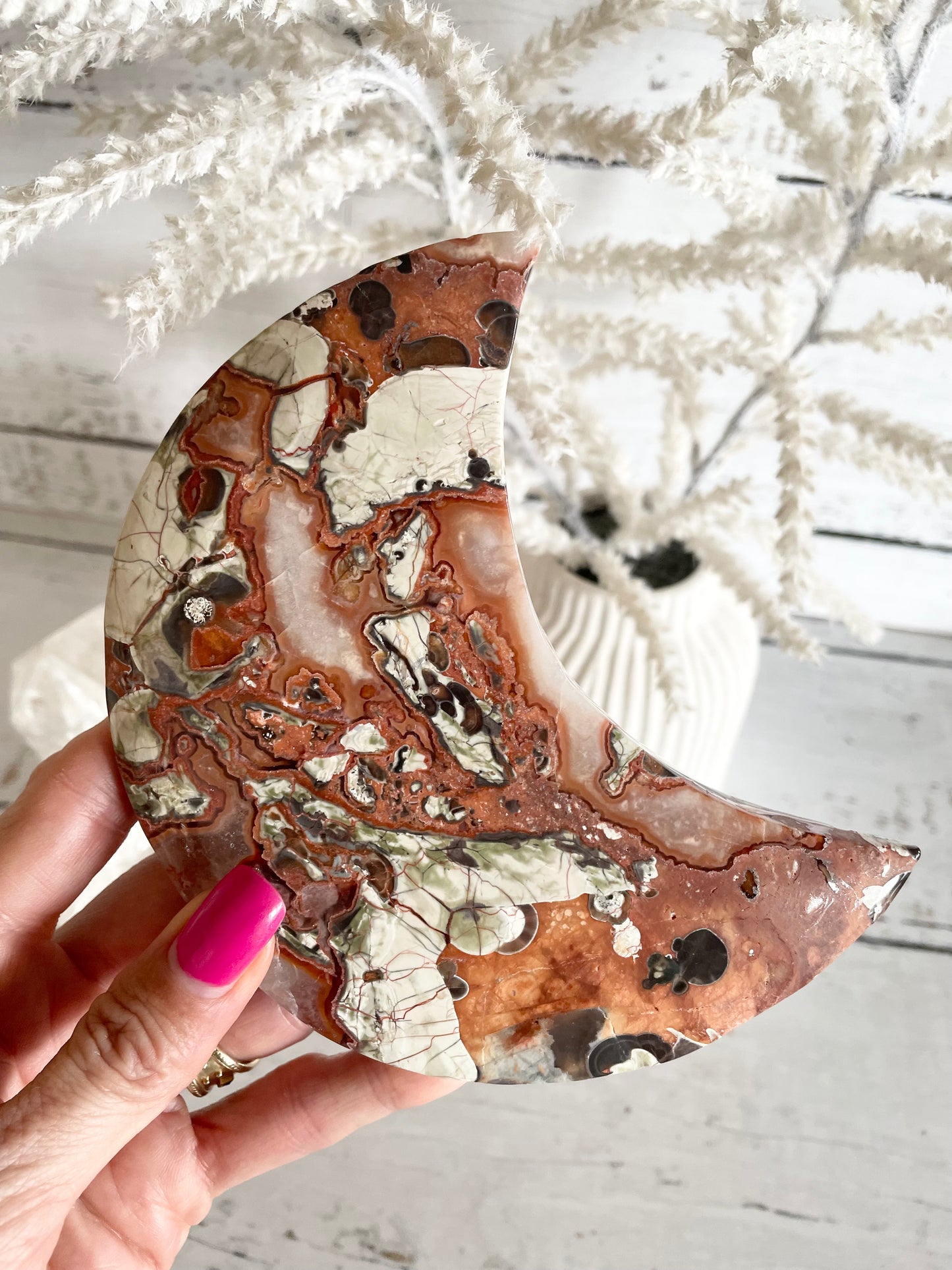 Fortune Agate Crescent Moon
