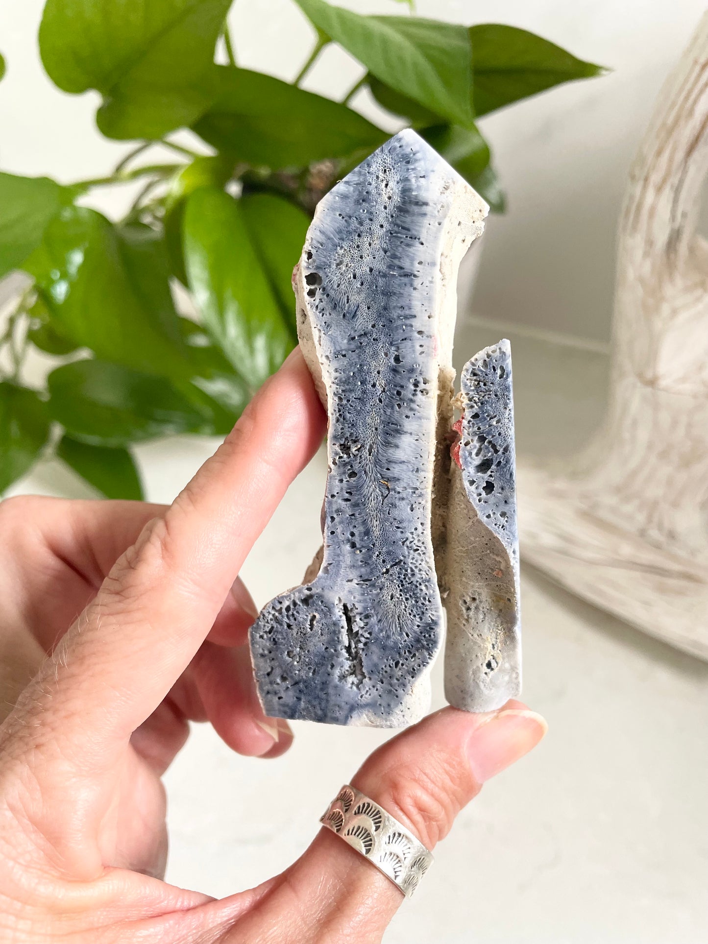 Blue coral jade Obelisk