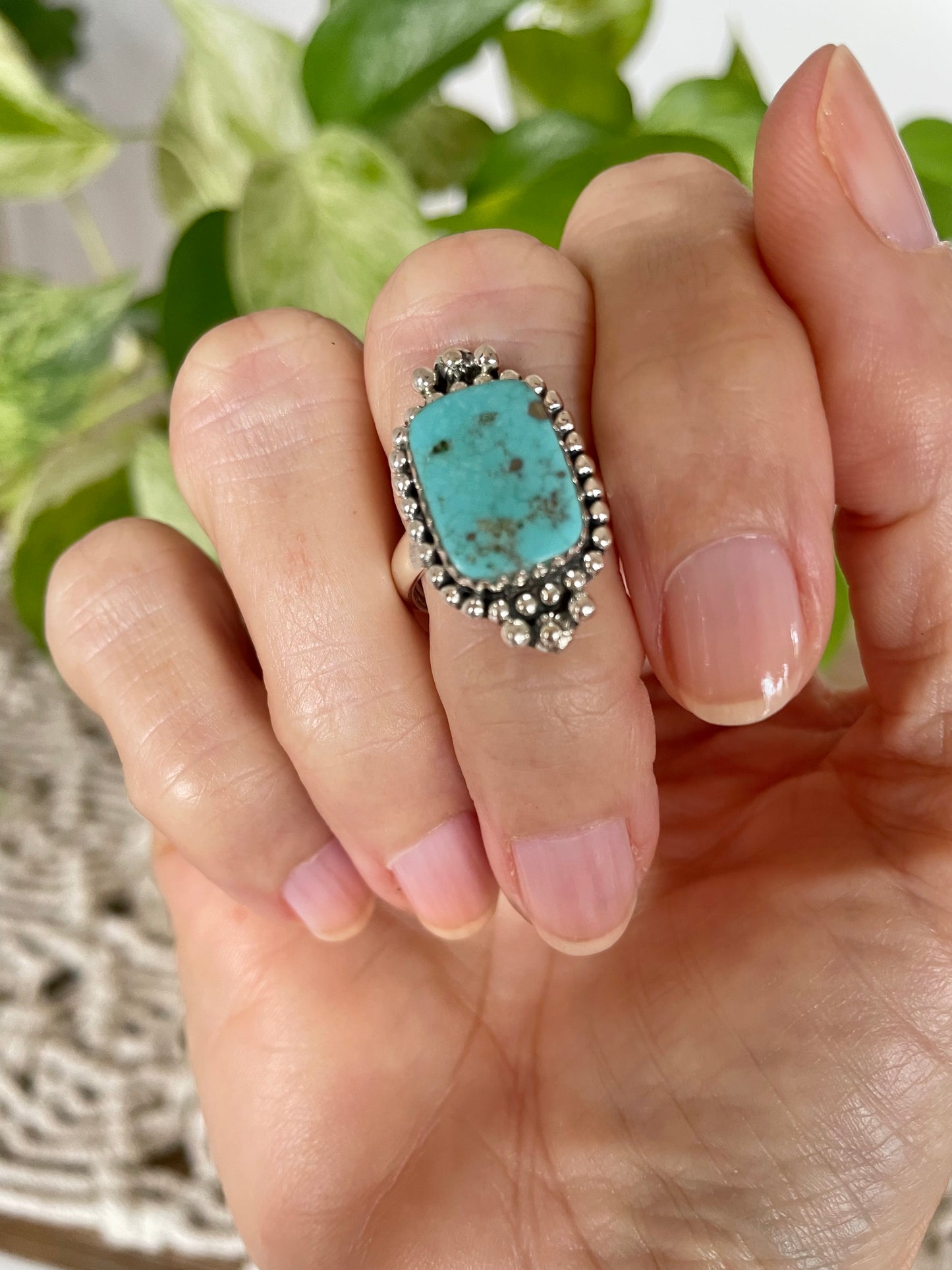 Kingman Turquoise Silver Ring - size 8