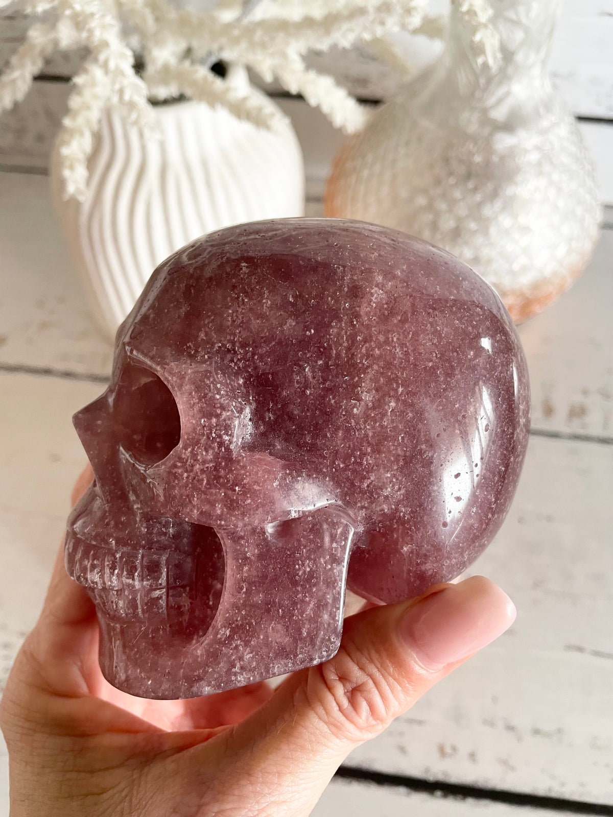 Strawberry Quartz Skull