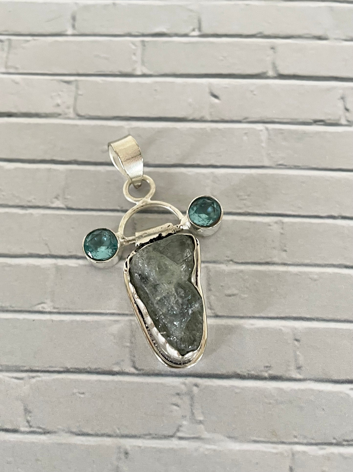 Raw Aquamarine & Topaz Pendant