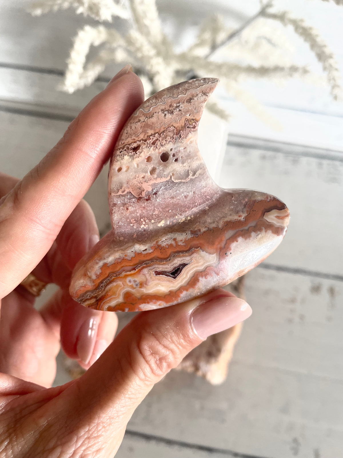Mexican Pink Crazy Lace Agate Witch Hat