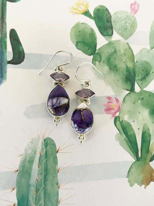 Violet Dahlia Kingman Turquoise/Amethyst Dangles
