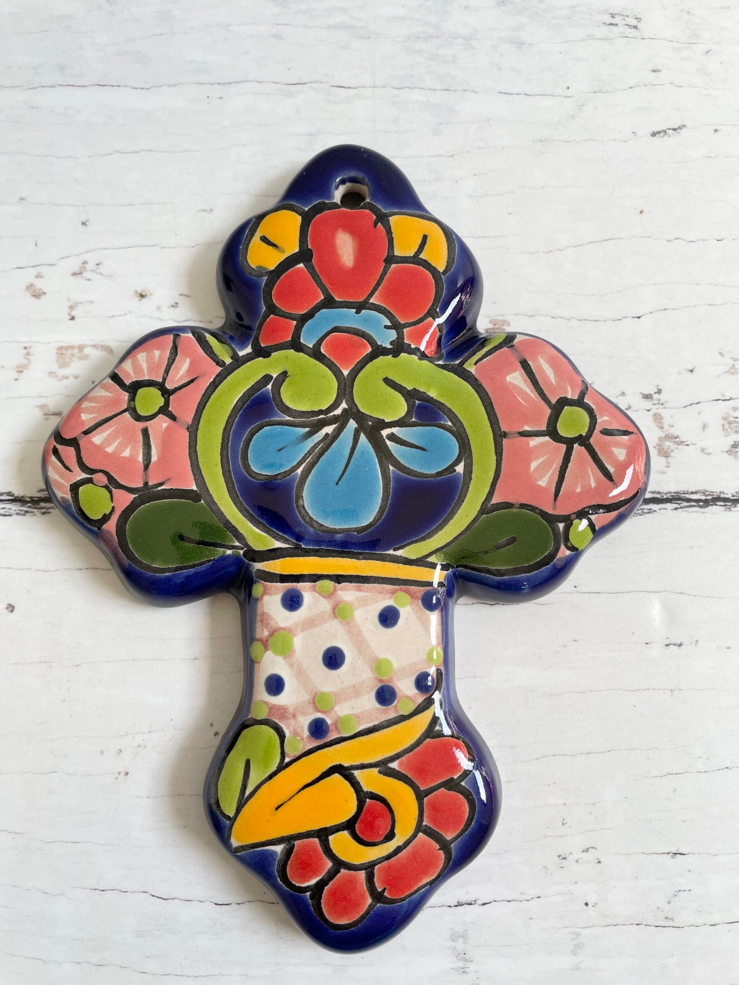 Mexican Talavera Cross ~ Medium