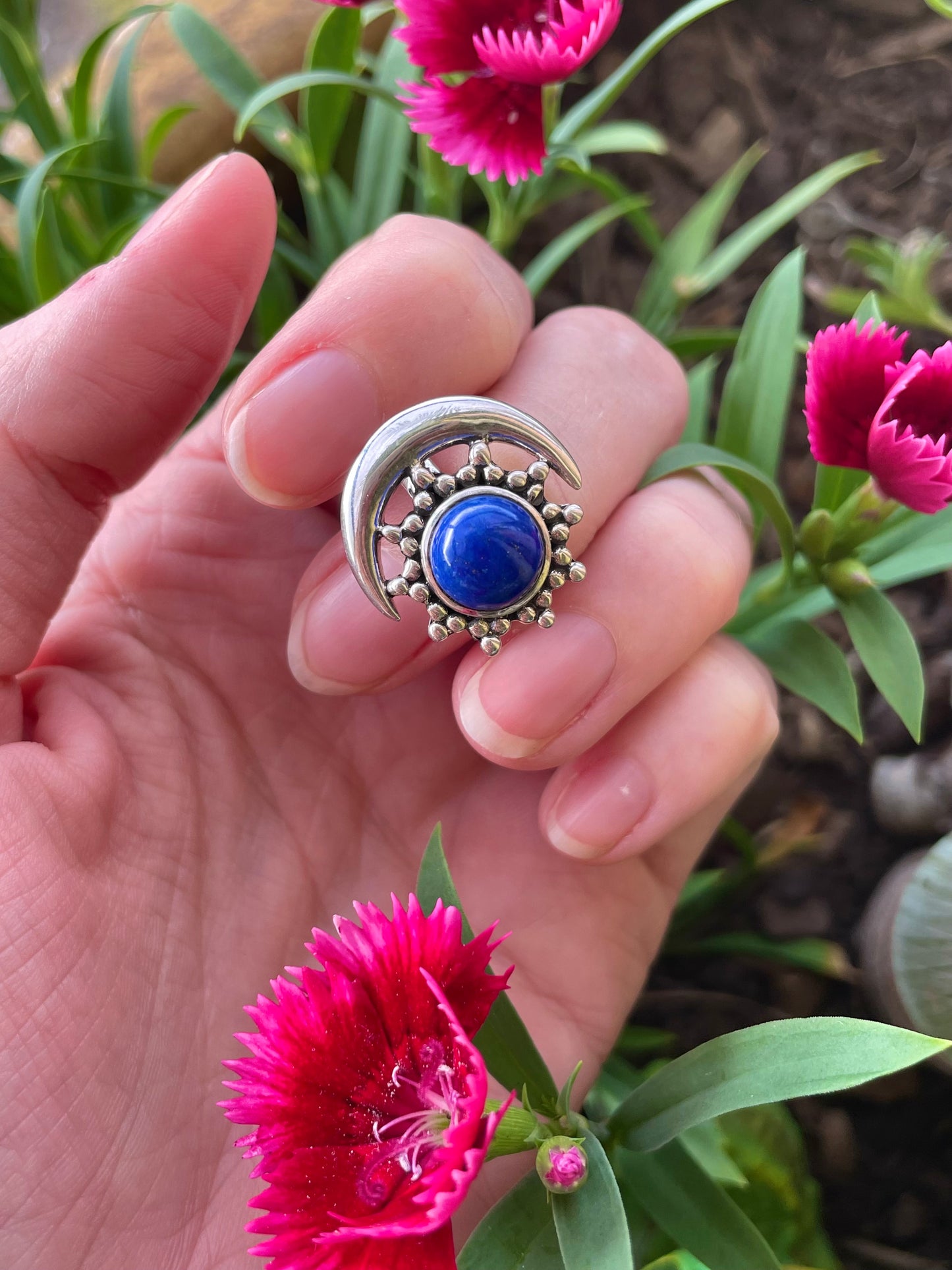 Lapis Lazuli Lunar Silver Ring