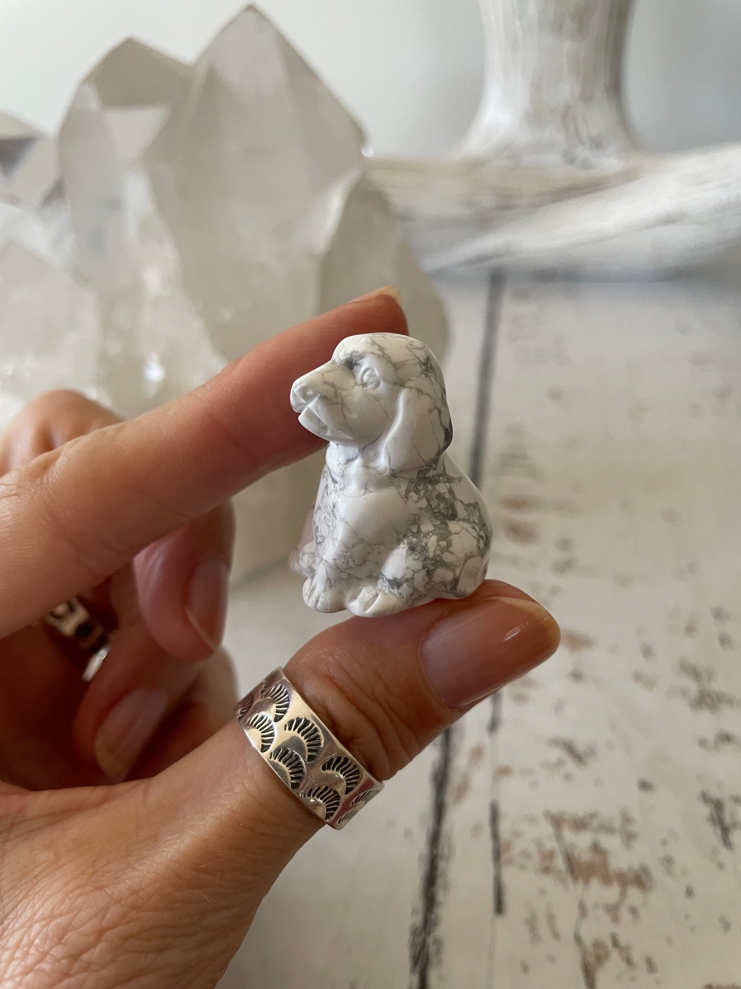 White Howlite Dog