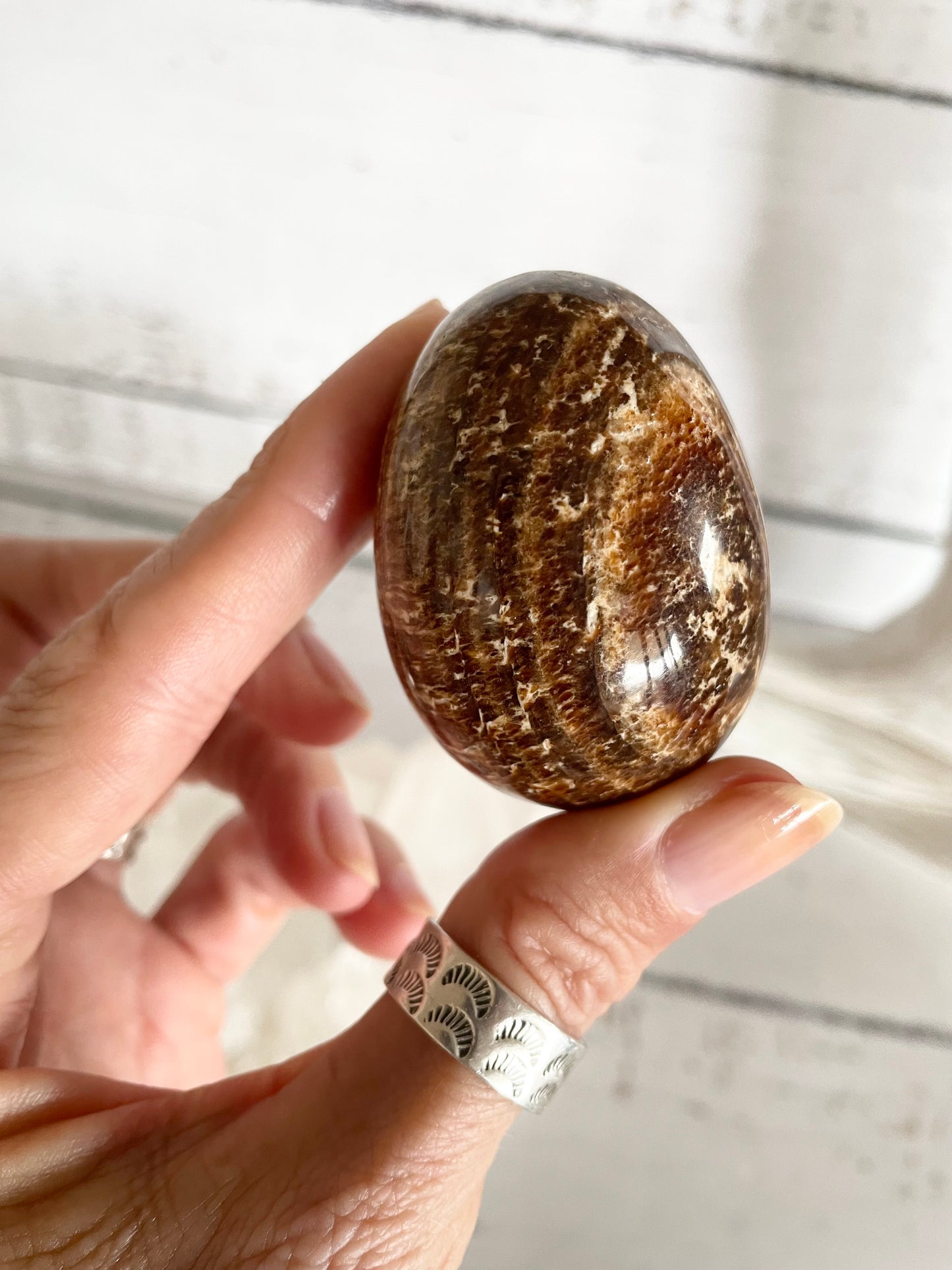 Aragonite Egg Includes hematite ring