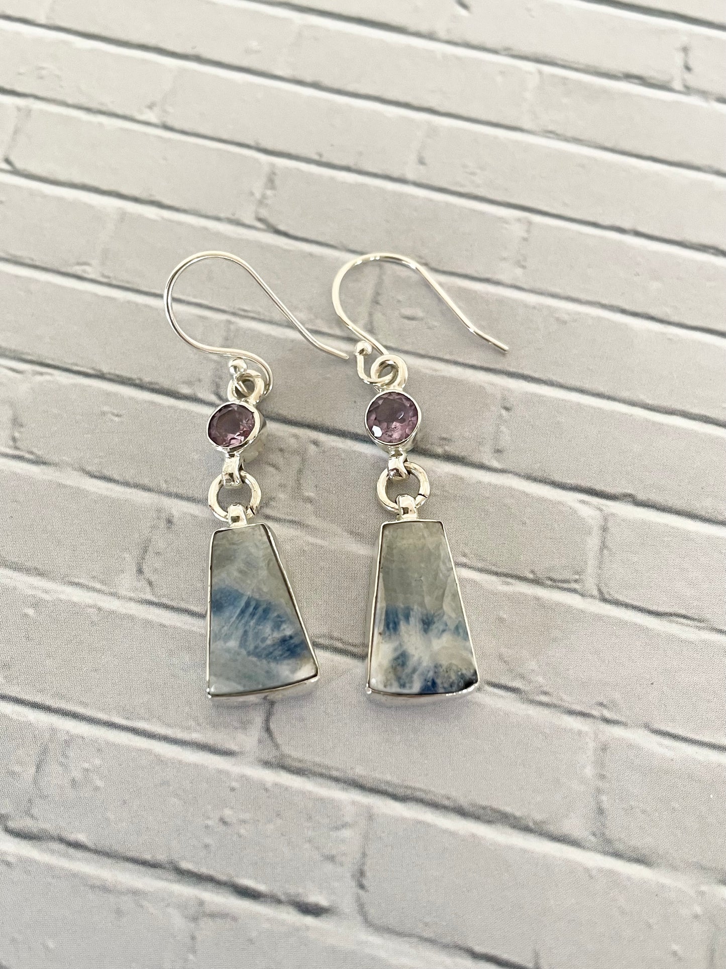 Scheelite & Amethyst Dangles