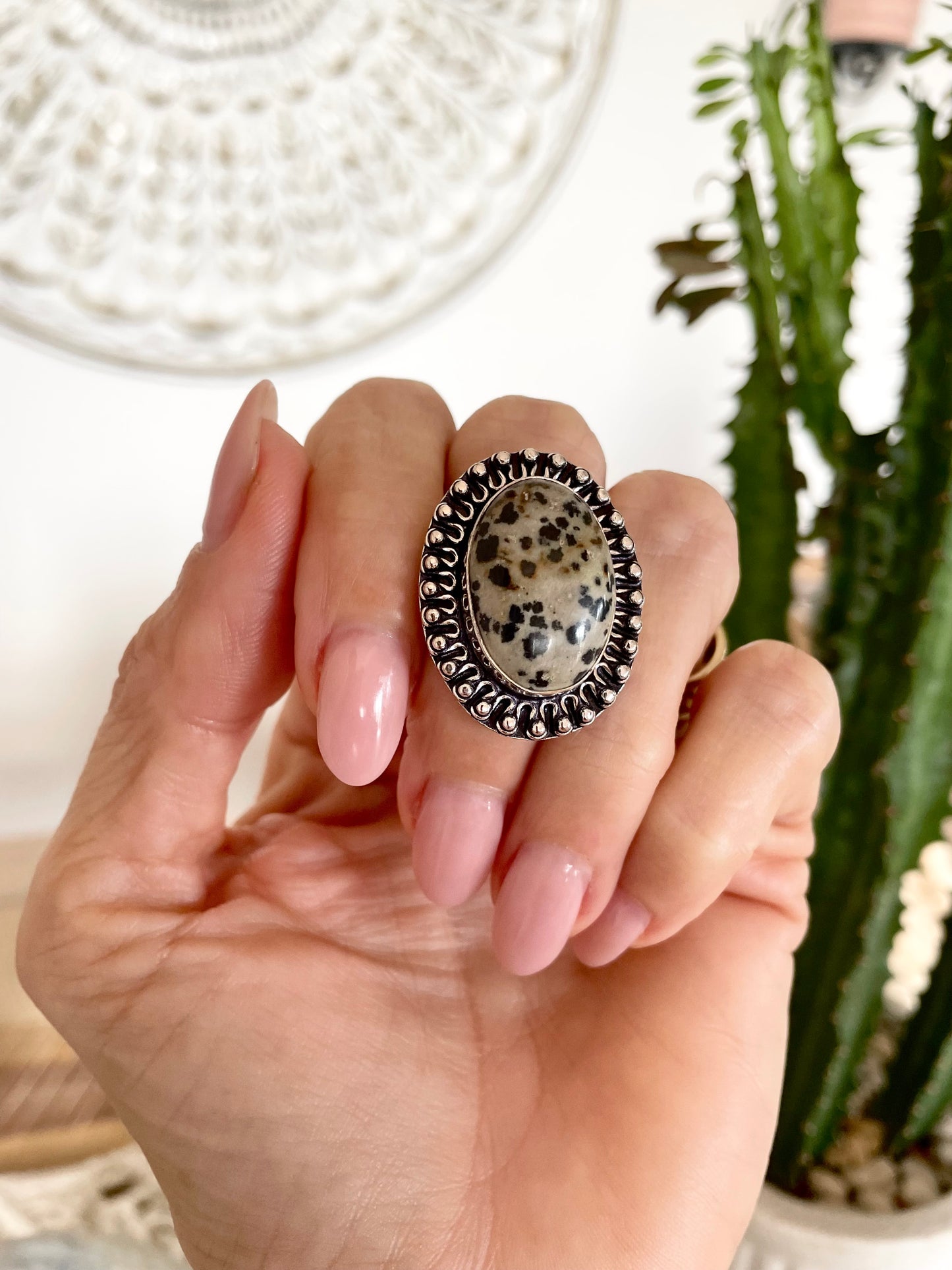 Dalmatian Jasper Ring - Size 7