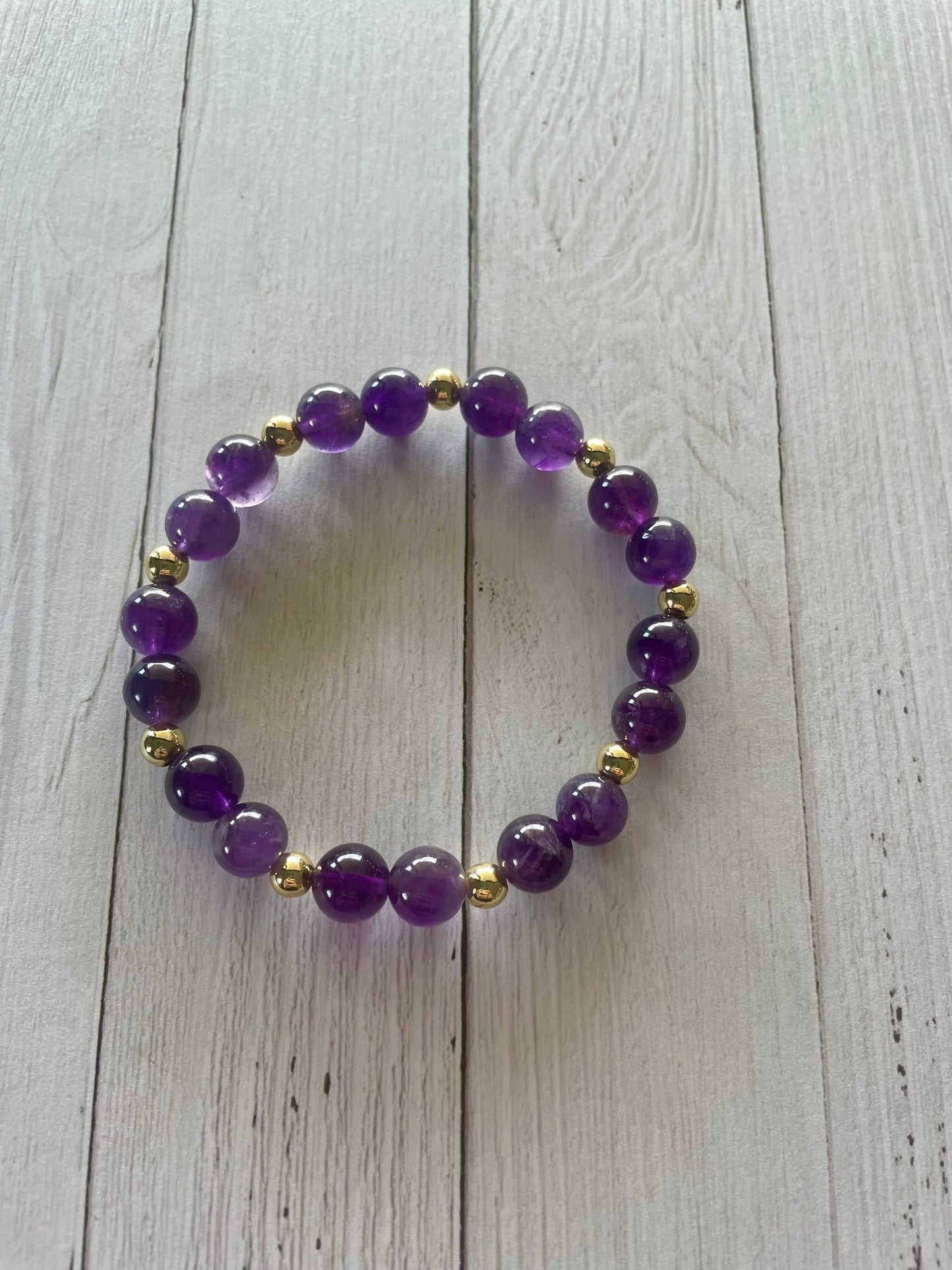 Amethyst 18K gold healing bracelet