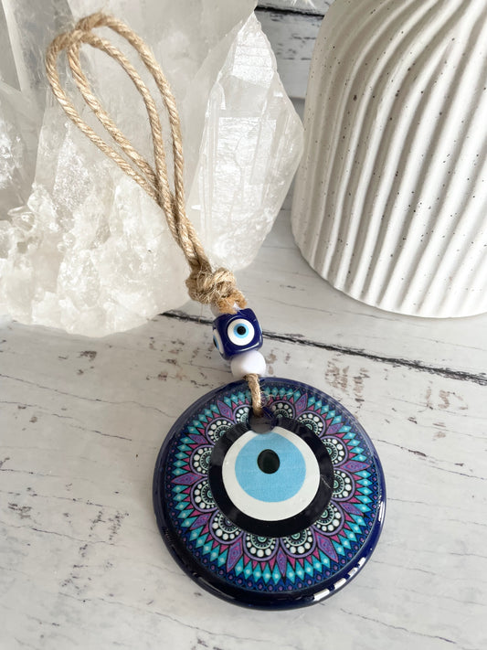 Evil Eye Hanging ~ Purple/diamonds