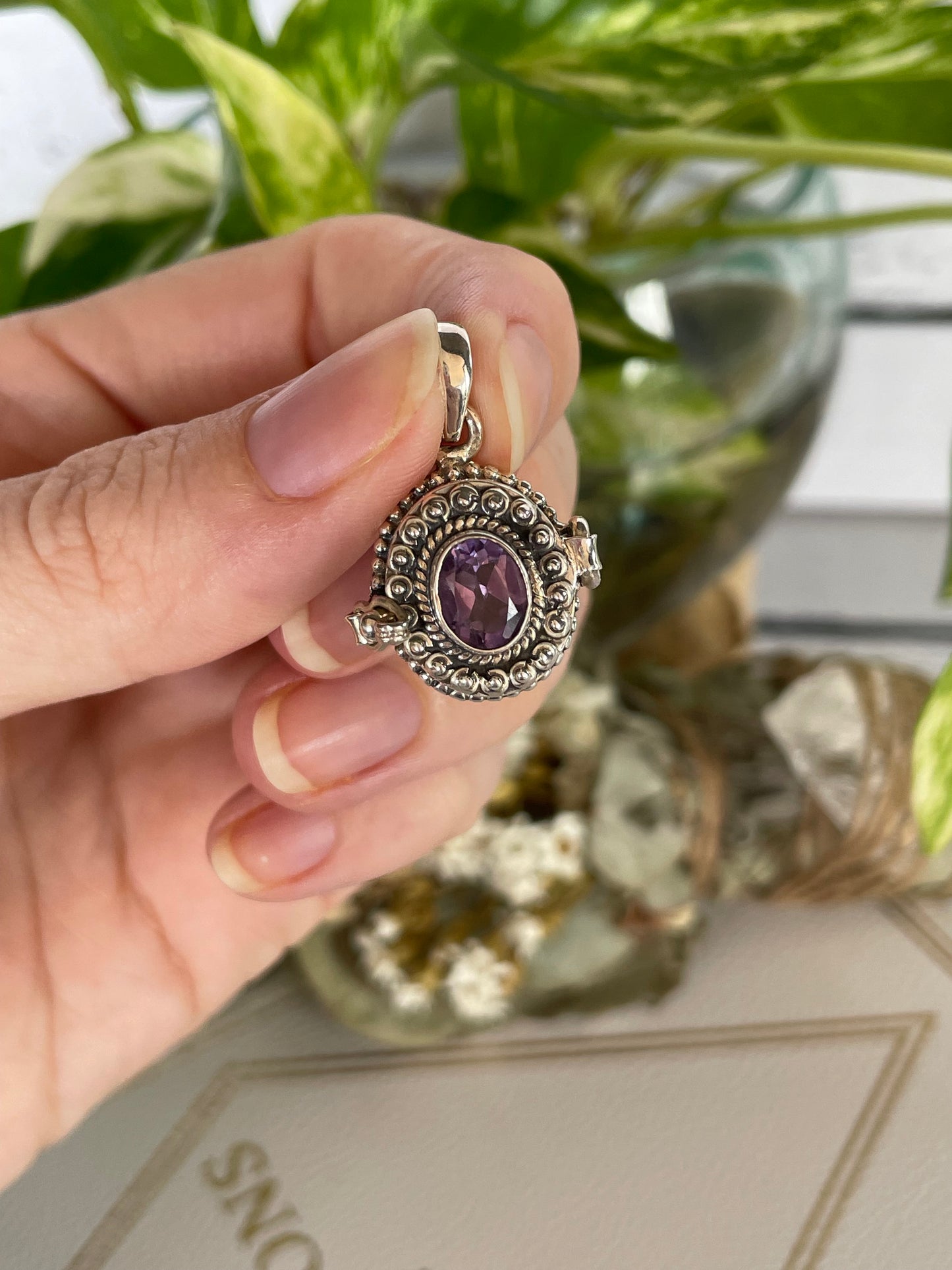 Poison Locket Silver Pendant ~ Amethyst