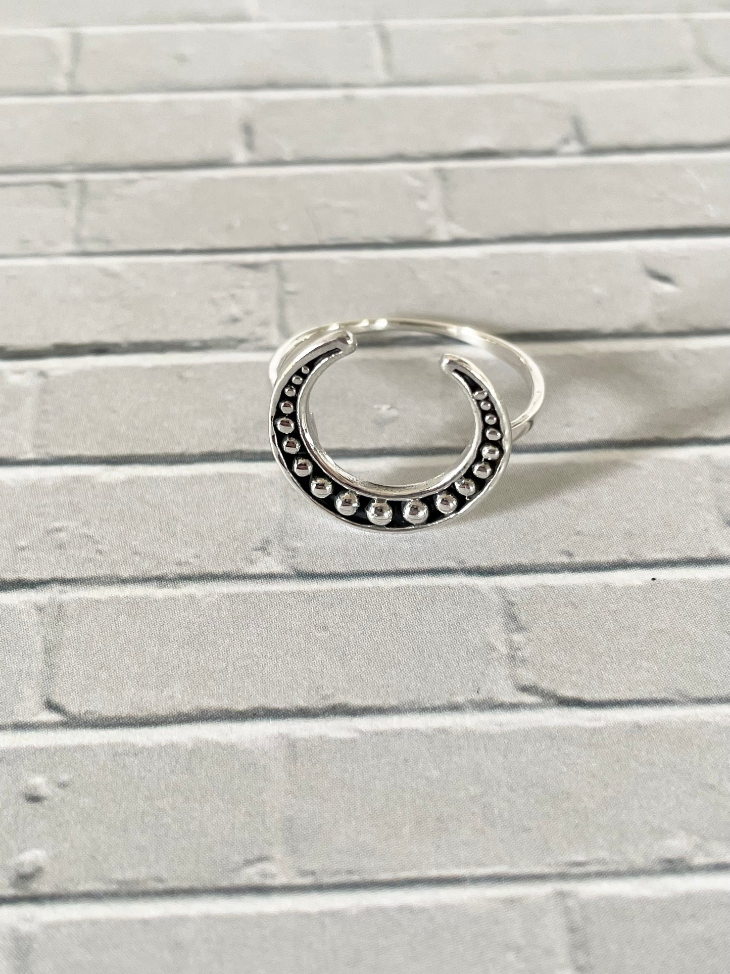 Crescent Moon Studded Ring - sizes 6.7.8.9
