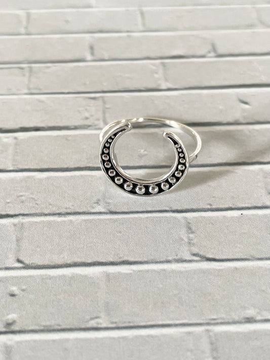 Crescent Moon Studded Ring - sizes 6.7.8.9