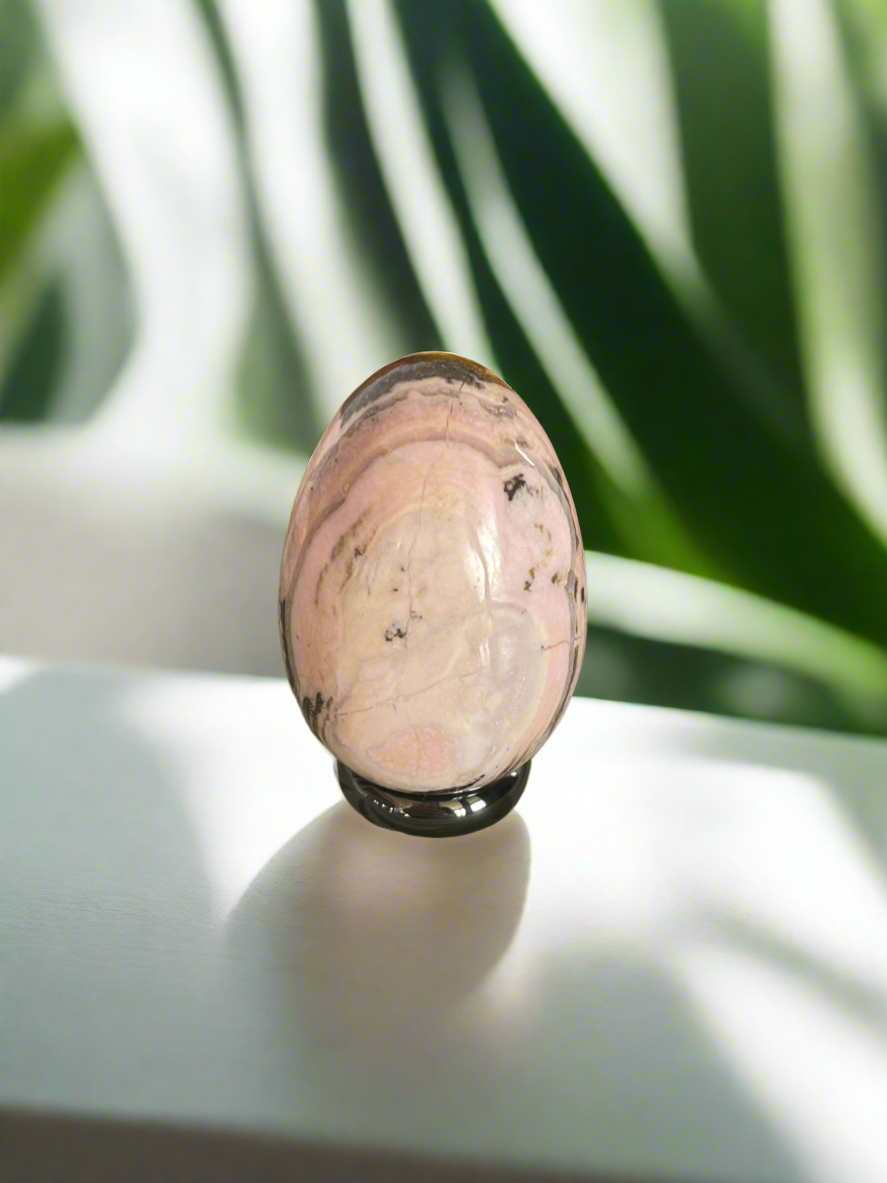 Rhodochrosite Egg with holder