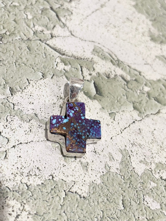 Purple Spiny Oyster Cross Pendant