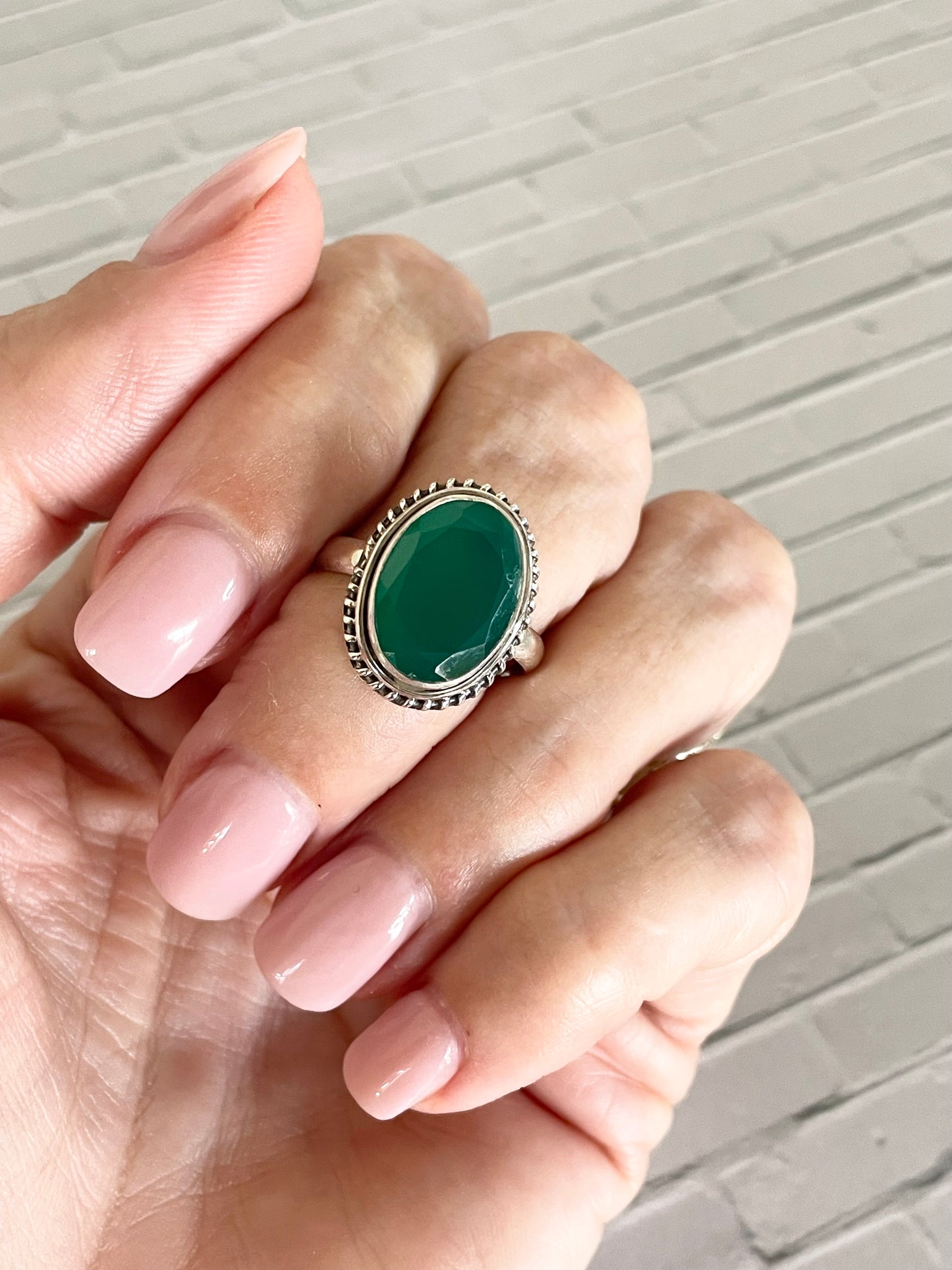 Green Onyx Ring ~ size 7.5