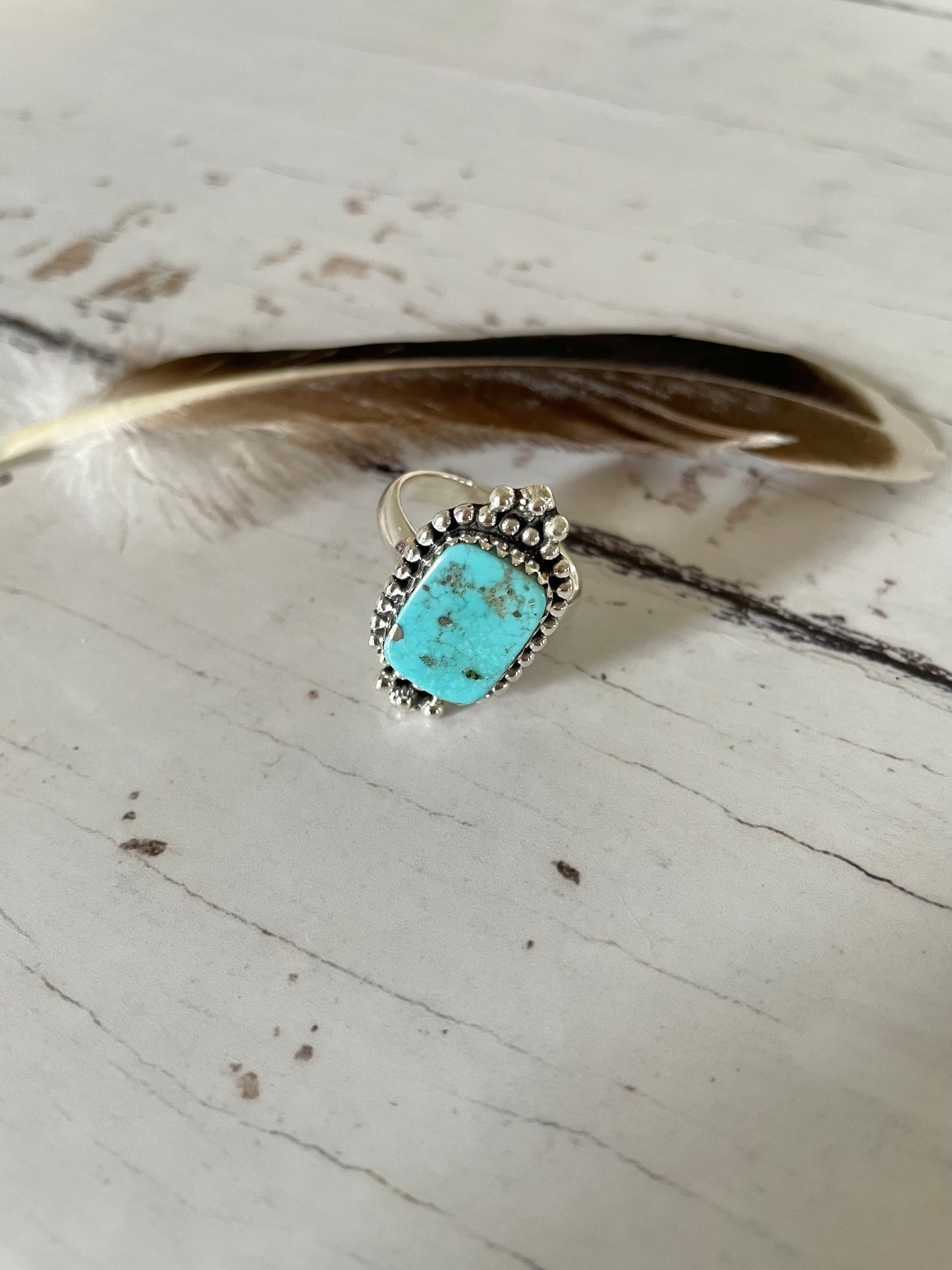 Kingman Turquoise Silver Ring - size 8