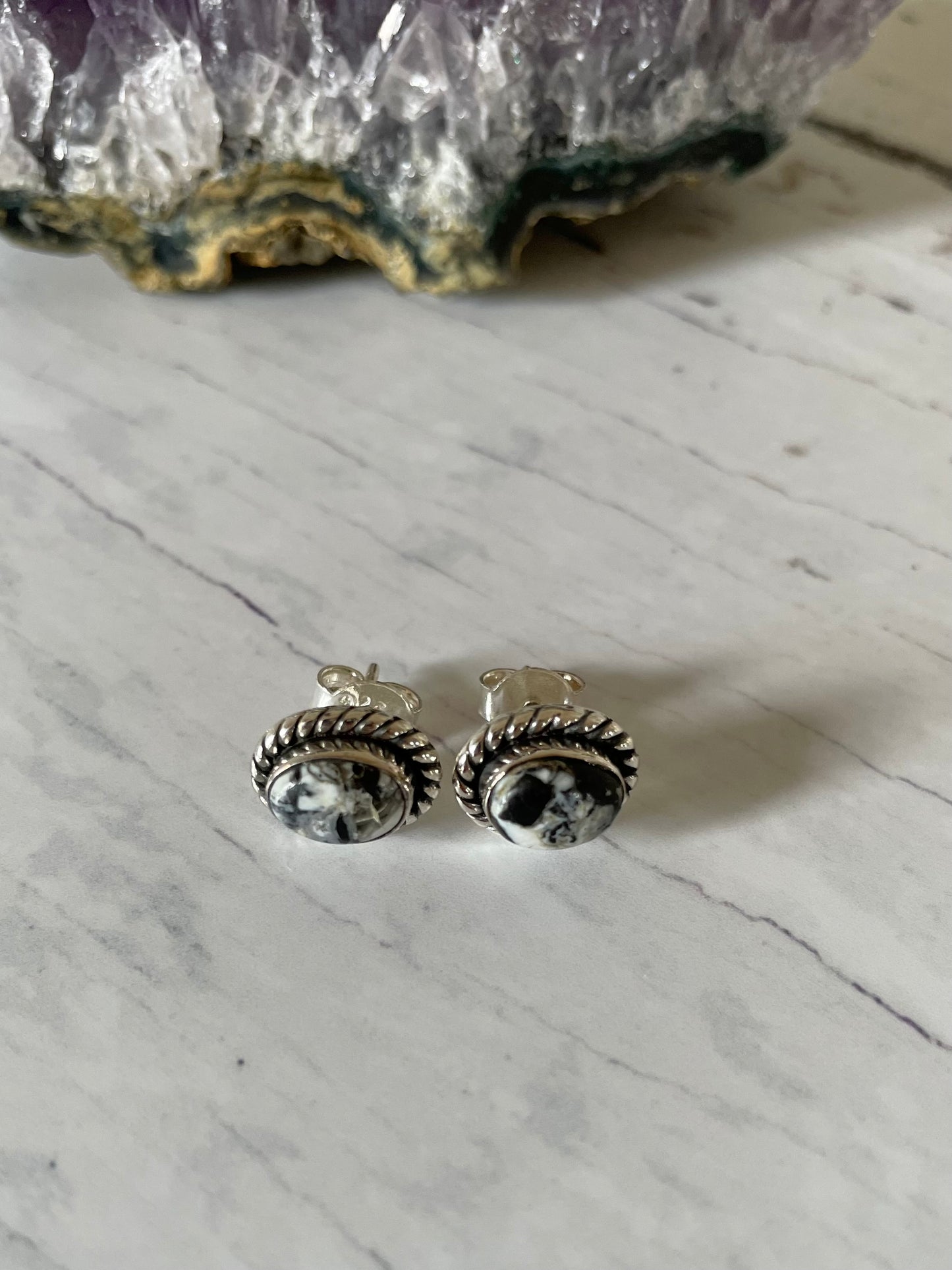 Zebra Jasper Studs