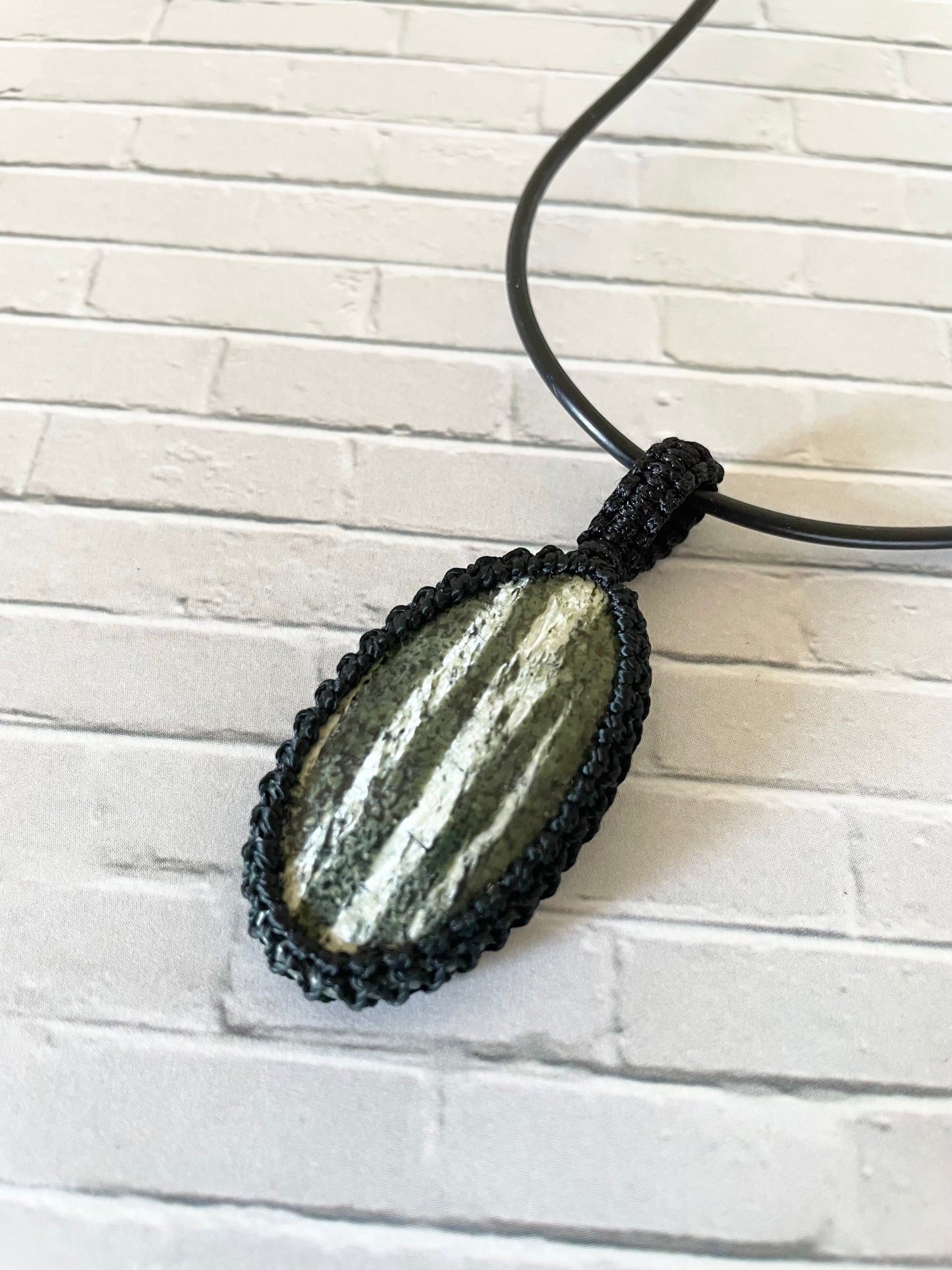 Macrame Pendant ~ Swiss Opal
