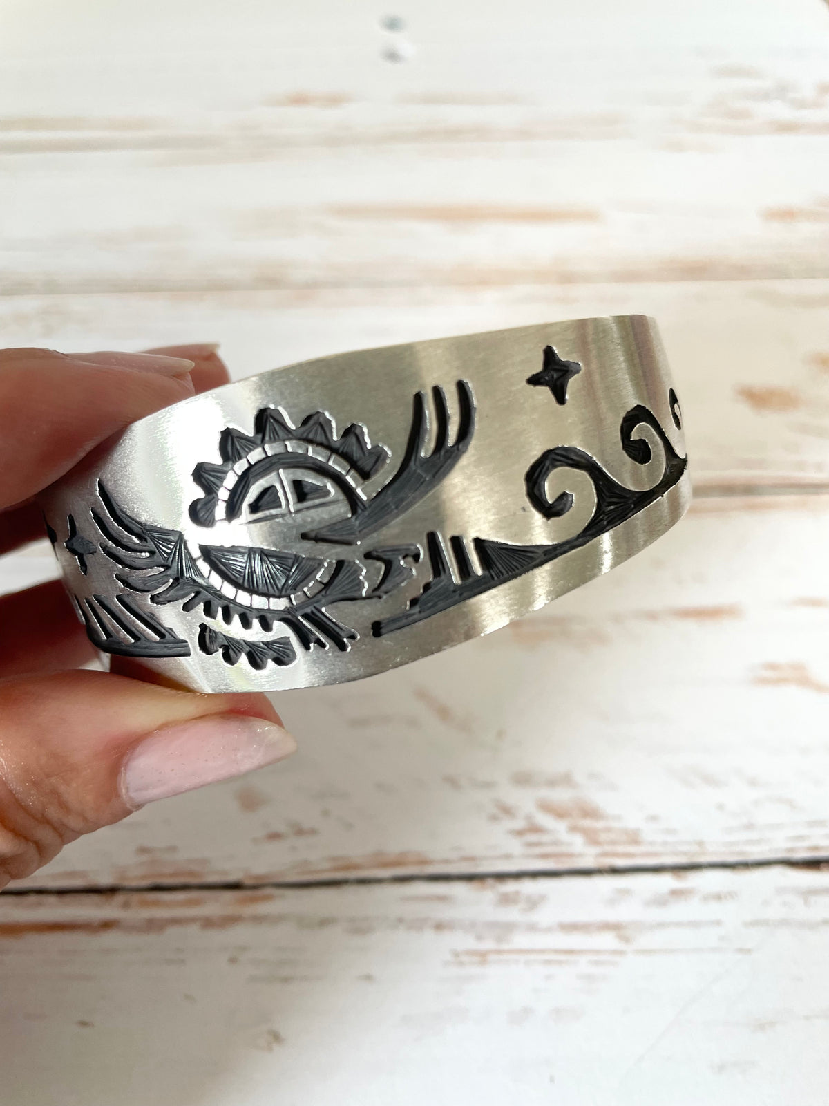 Navajo/Hopi Eagle Water Silver Cuff