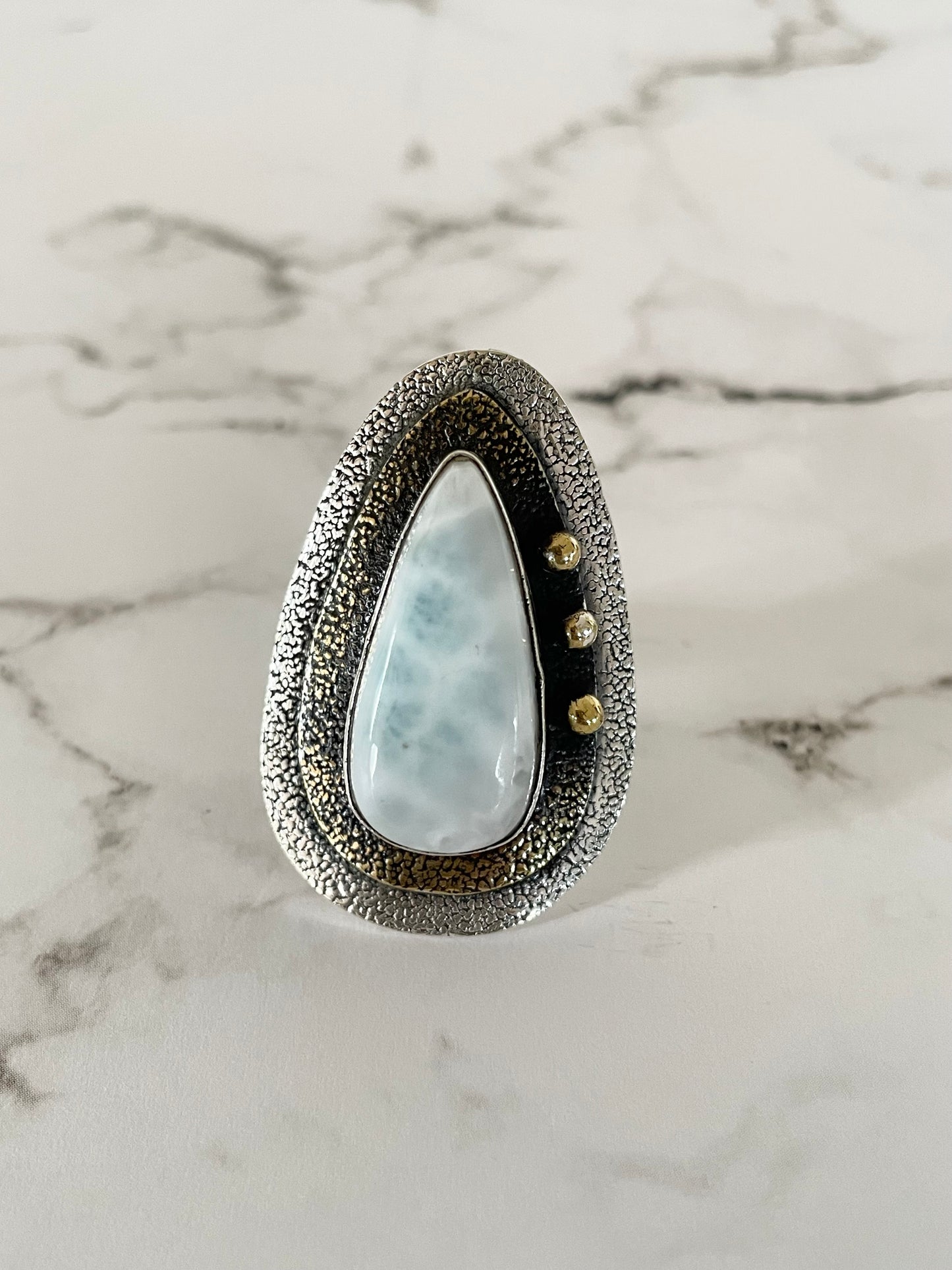 Larimar adjustable ring ~ size 6.5~10