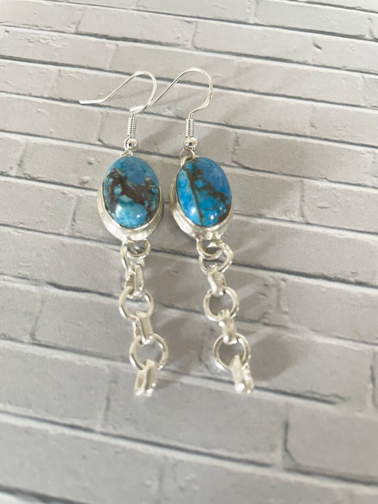 Tibetan Turquoise Chain Dangles - Made by Wayne