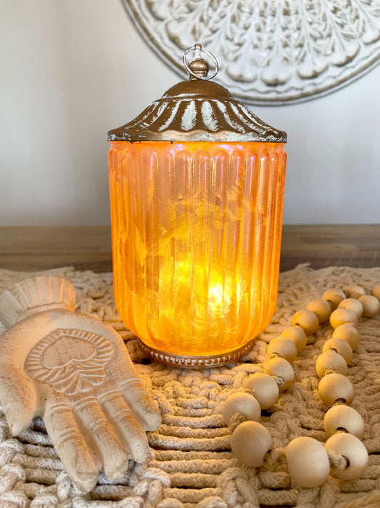 Vintage LED Lantern Pink Glow