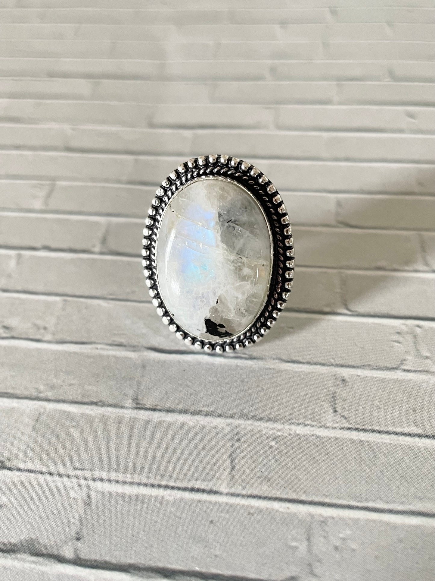 Rainbow Moonstone Ring  ~ size 8