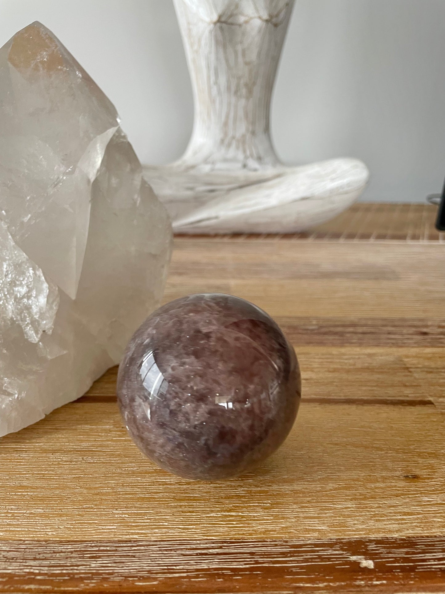 Strawberry Quartz Sphere Includes Wooden Holder