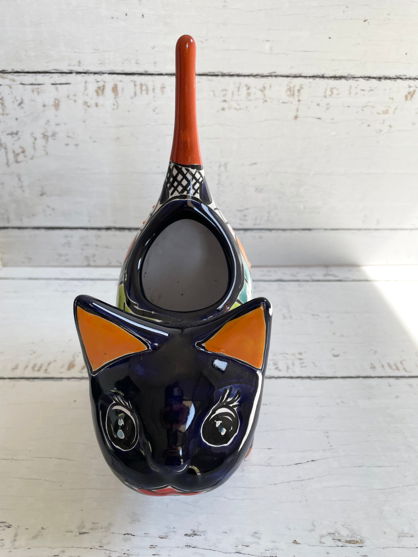 Mexican Talavera Cat Pot Planter