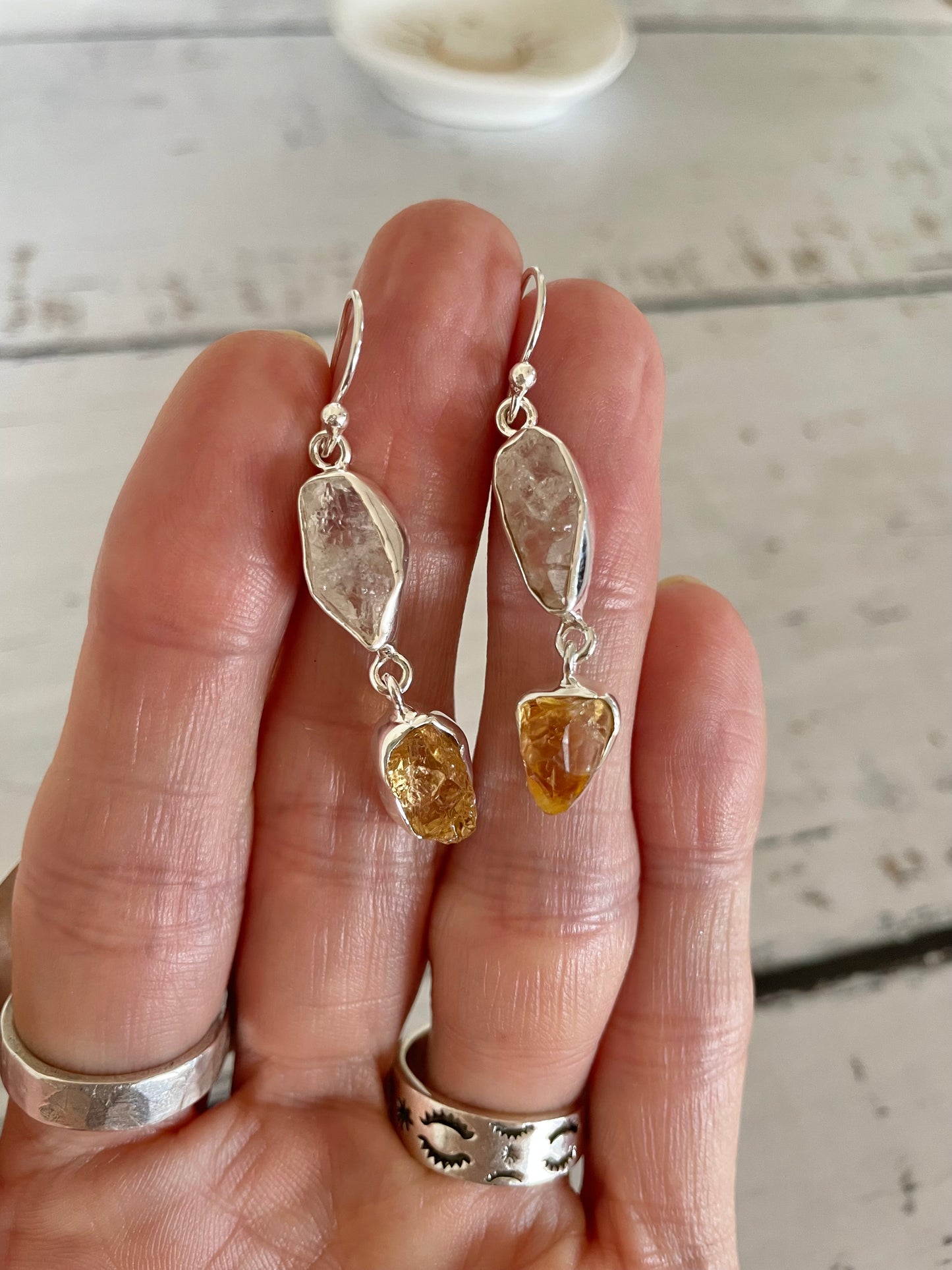 Herkimer & Citrine Dangles