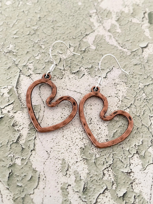 Copper Dangles ~ Love Heart