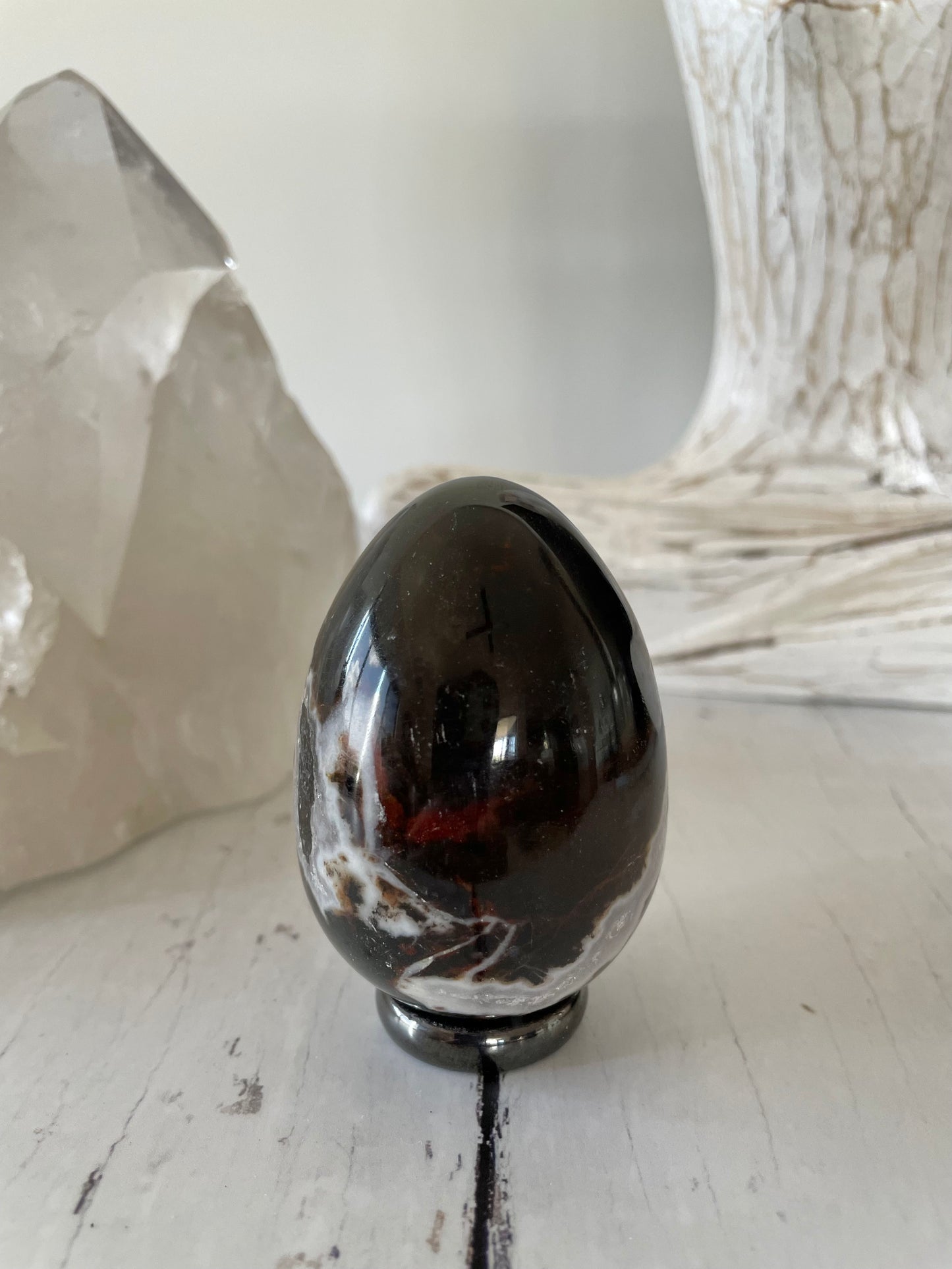 Sardonyx Egg includes hematite ring