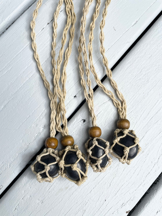 Macrame adjustable crystal necklace - Shungite