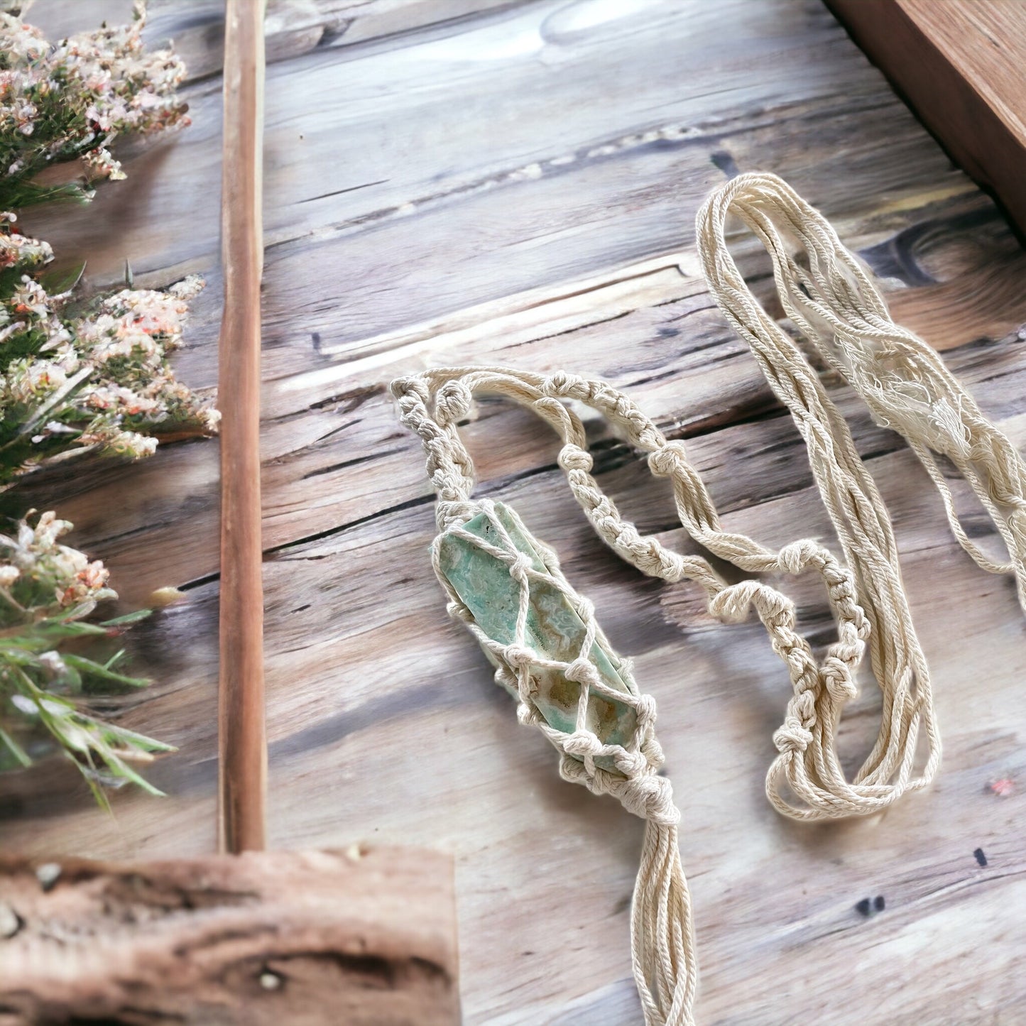 Macrame Hanging ~ Caribbean Calcite