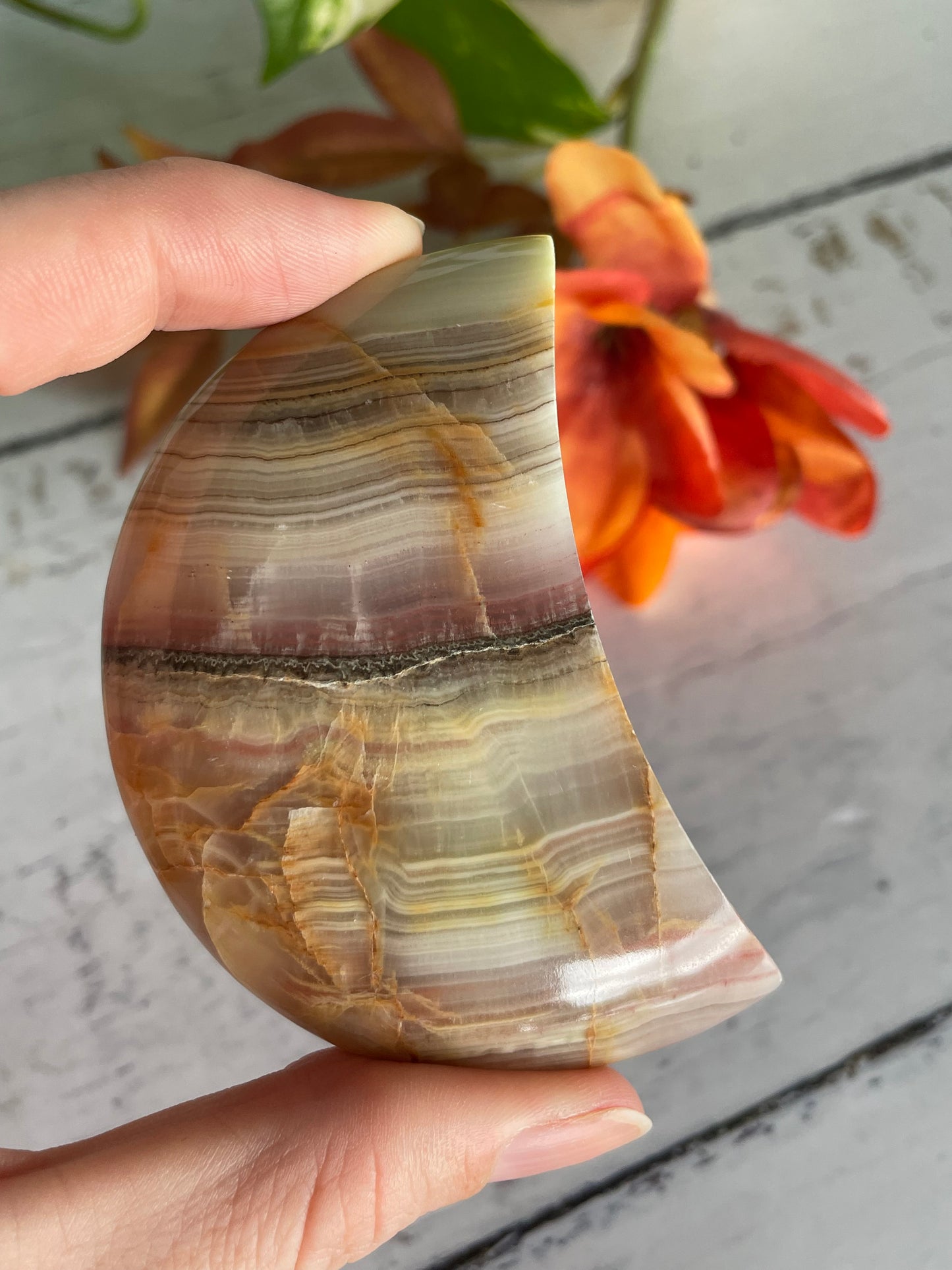 Pink Banded Onyx Moon