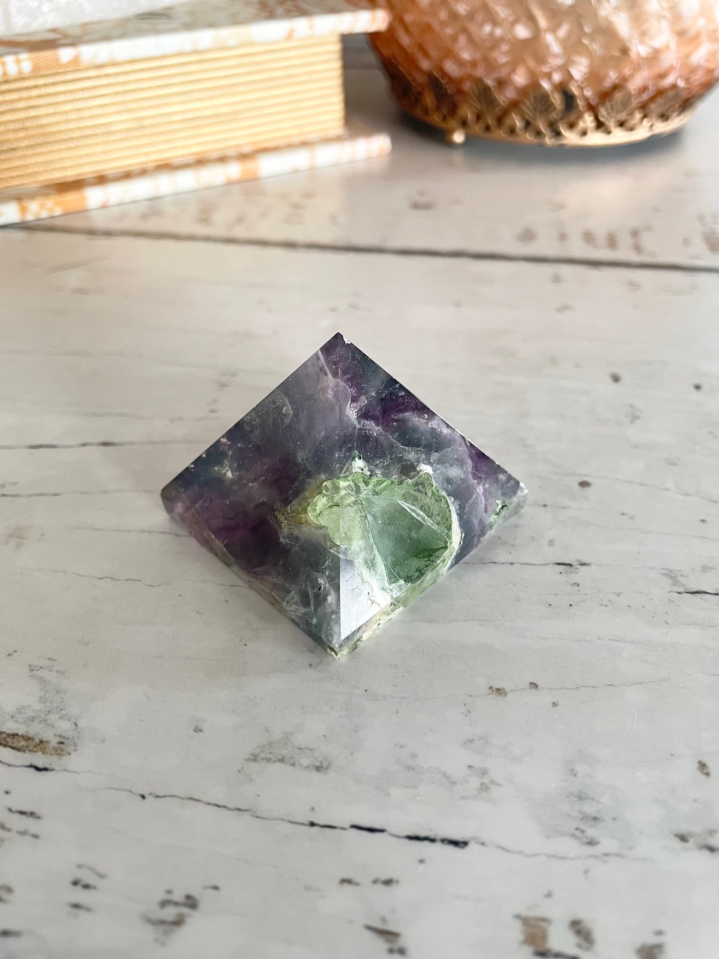 Rainbow Fluorite Pyramid