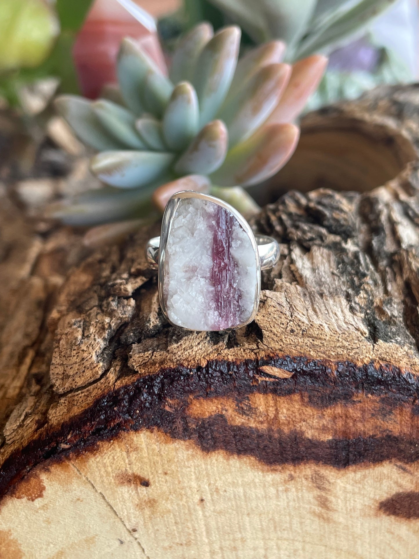 Pink Tourmaline /Rubellite Silver Raw Ring