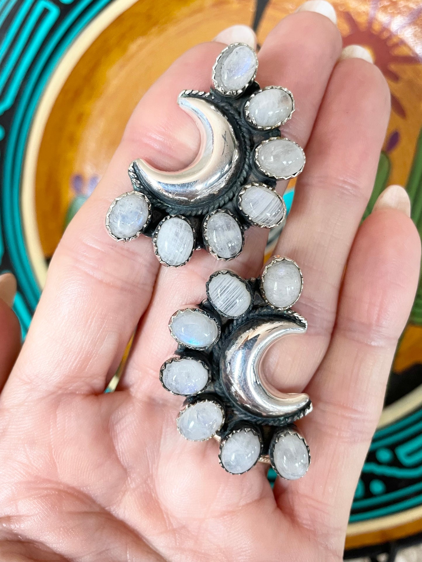 Rainbow Moonstone Studs