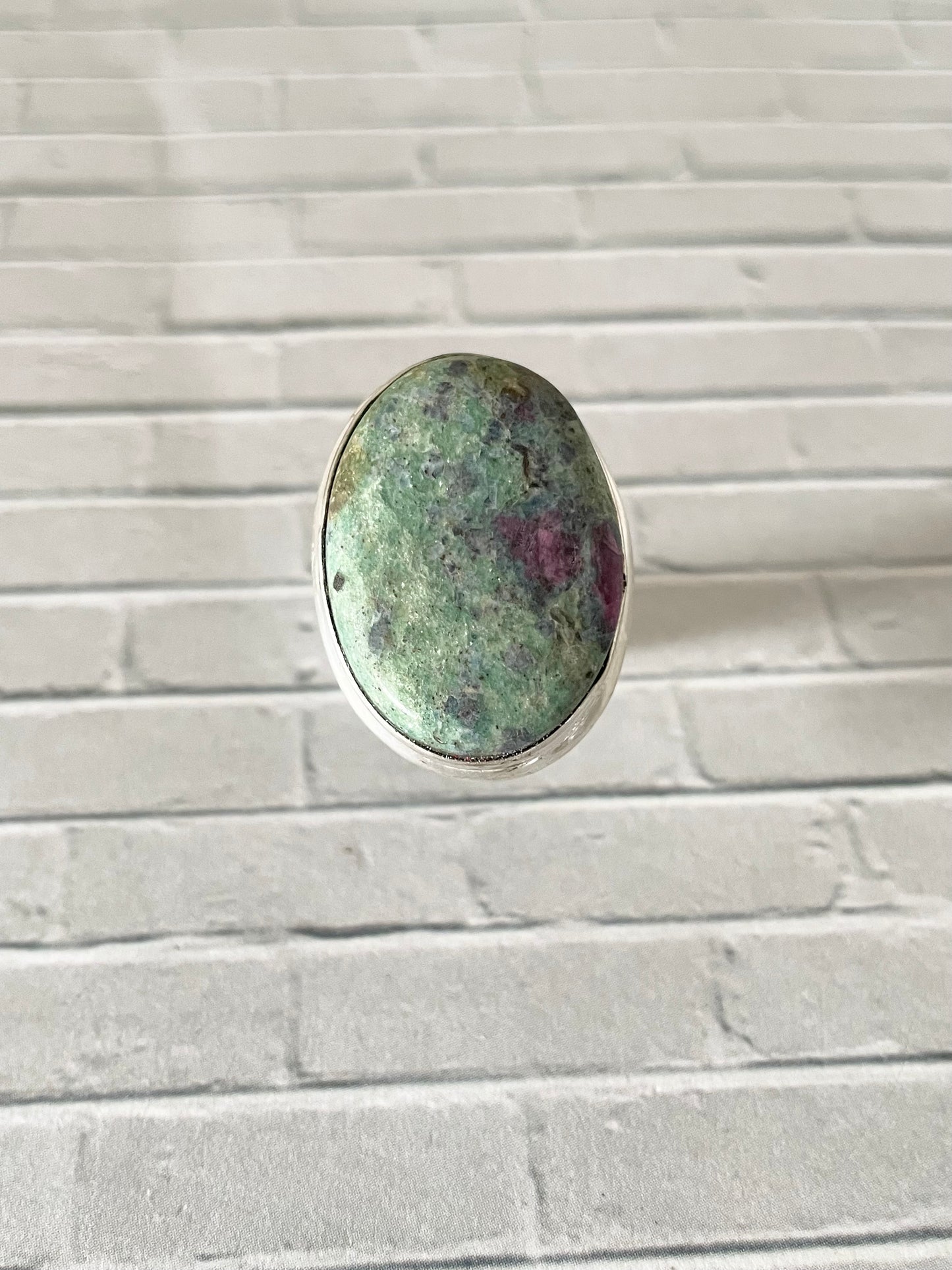 Ruby Fuchsite Silver Ring ~ adjustable size 6.5-10