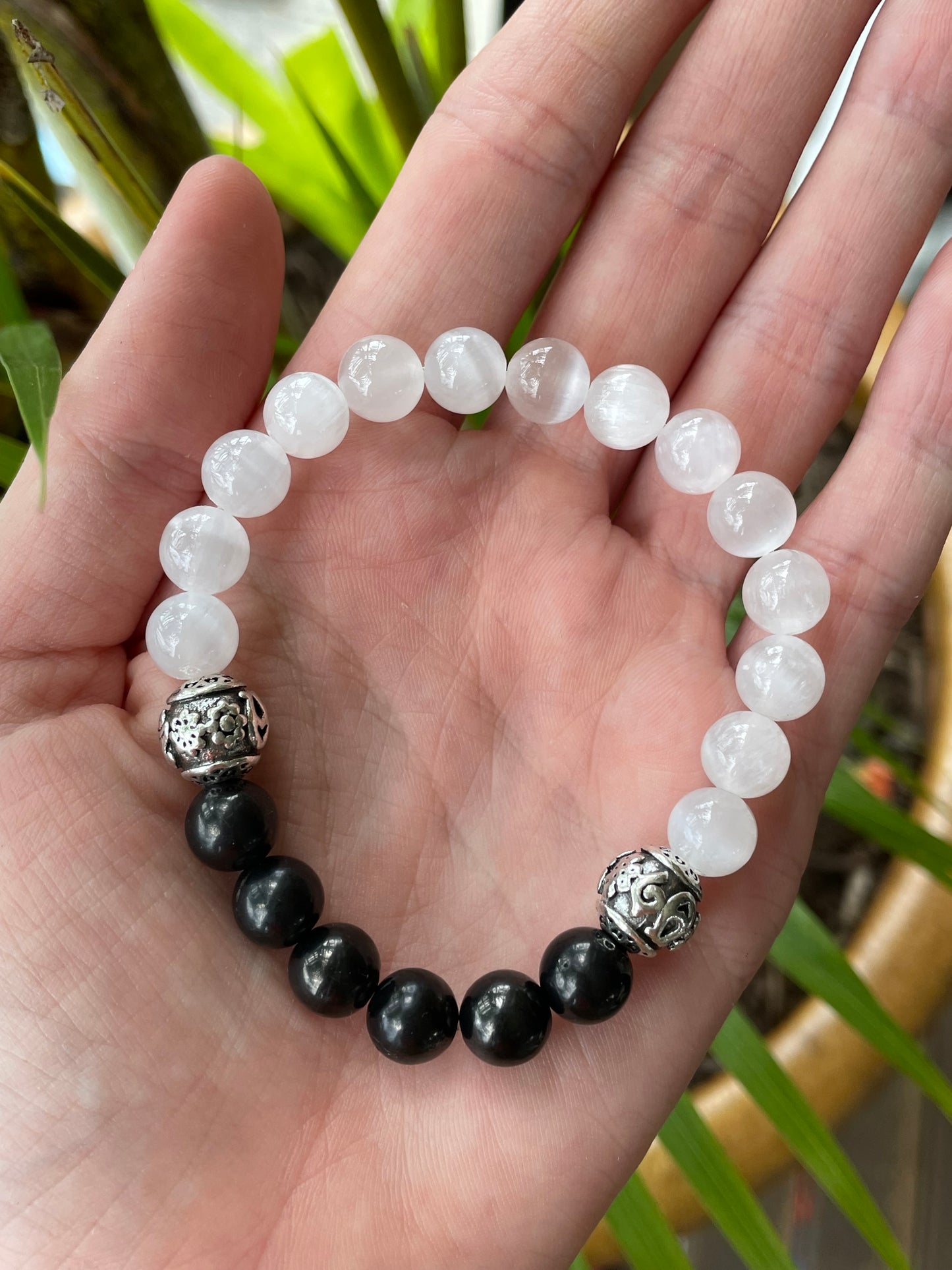 Shungite & Selenite Healing Bracelet ~ GODDESS