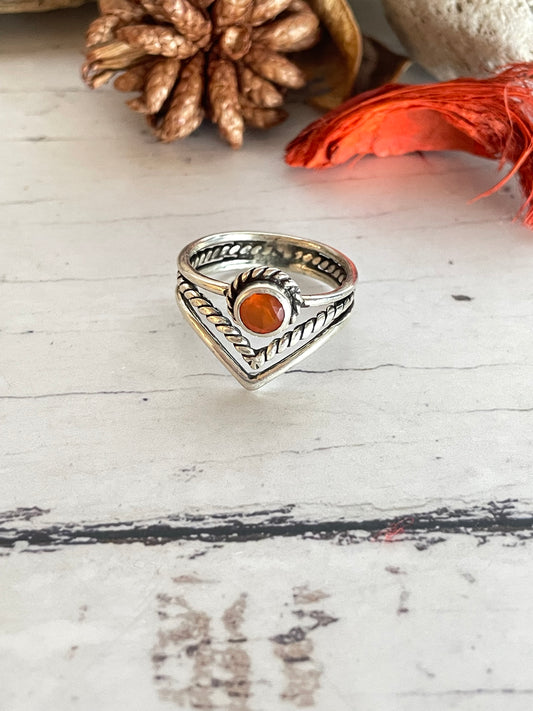 Carnelian Silver Fixed Ring