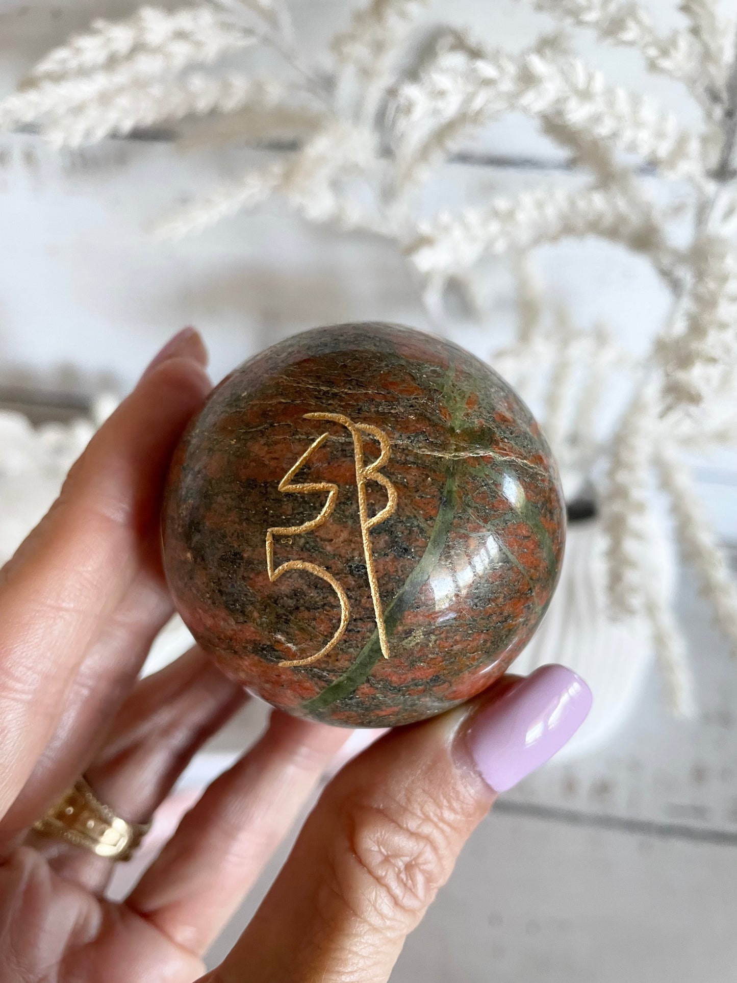 Unakite Reiki Sphere Includes Holder