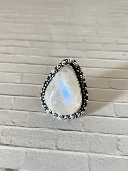 Rainbow Moonstone Ring - Size 7