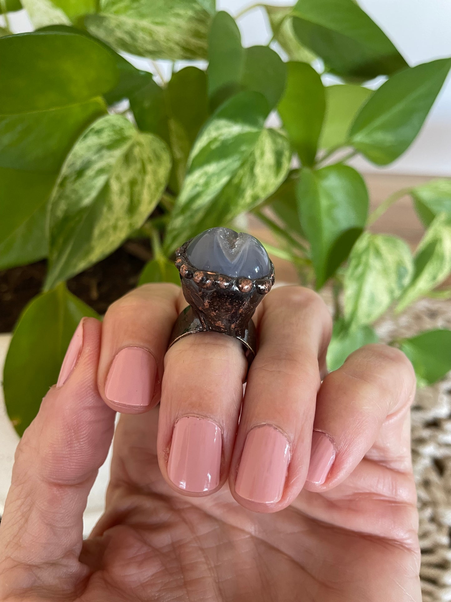 Copper electroplated Ring ~ Agate Ring