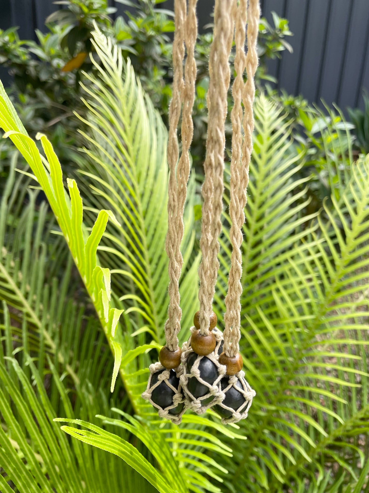 Macrame adjustable crystal necklace - Shungite