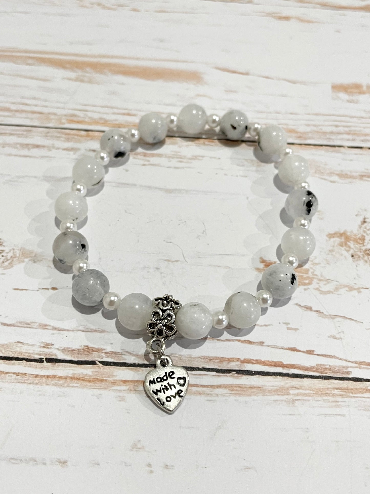 Rainbow Moonstone & Pearl ~ Healing Bracelet